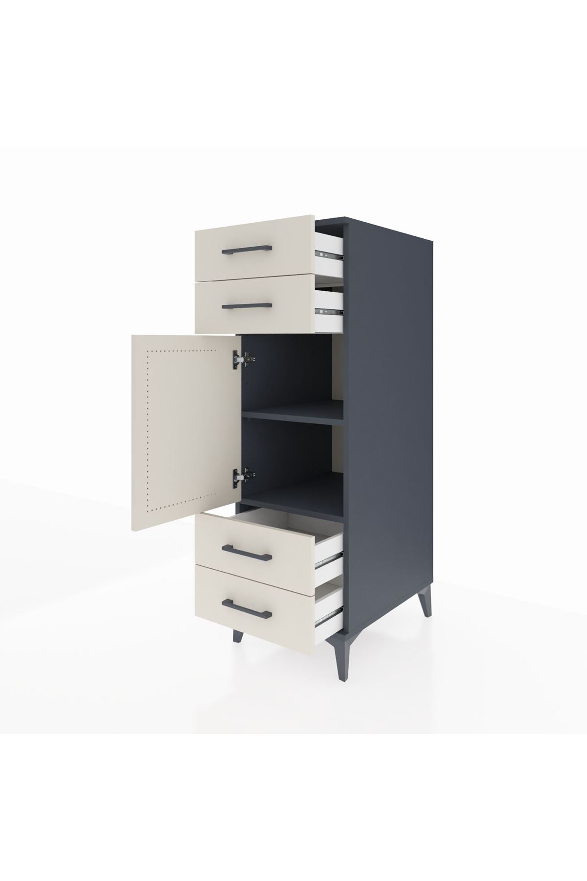 Kronos Dolap 2 Raflı 4 Çekmeceli Tek Kapaklı 44x59x134 - S82M055V4C