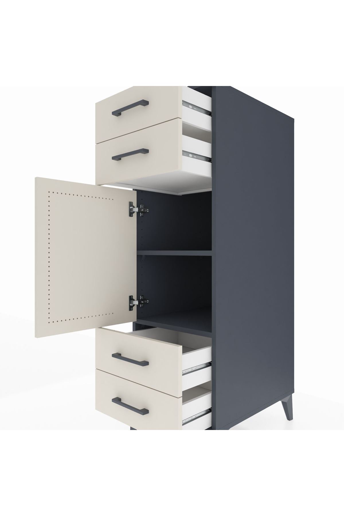 Kronos Dolap 2 Raflı 4 Çekmeceli Tek Kapaklı 44x59x134 - S82M055V4C