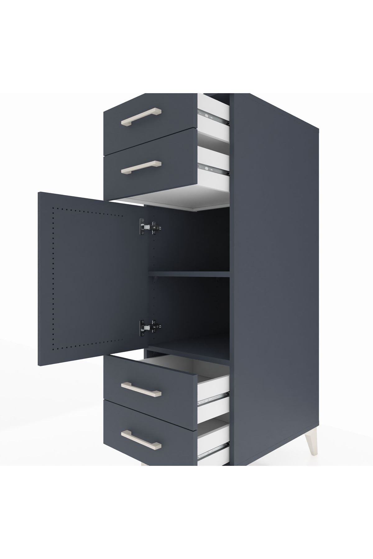 Kronos Dolap 2 Raflı 4 Çekmeceli Tek Kapaklı 44x59x134 - S82M055V5C