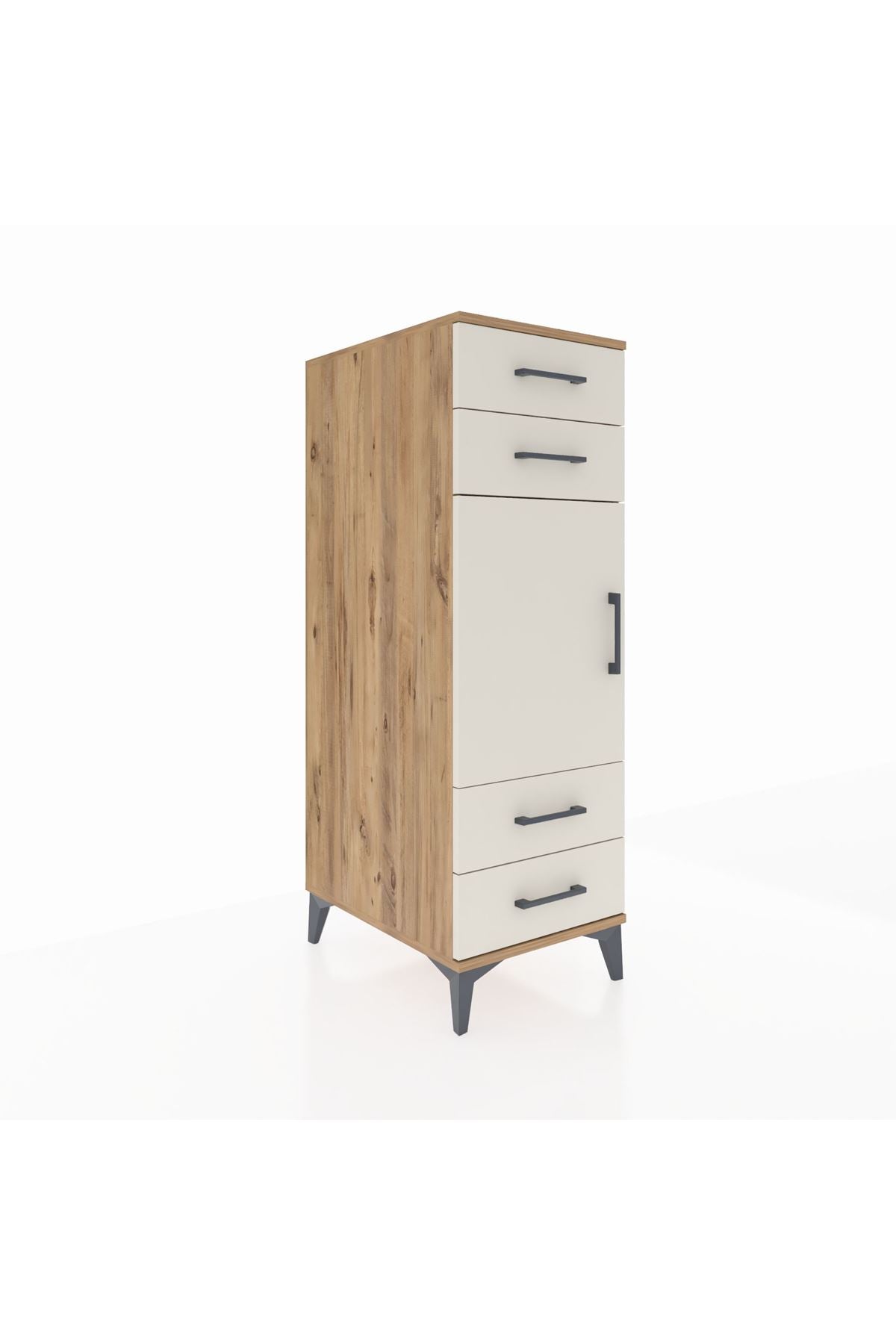 Kronos Dolap 2 Raflı 4 Çekmeceli Tek Kapaklı 44x59x134 - S82M055V7C