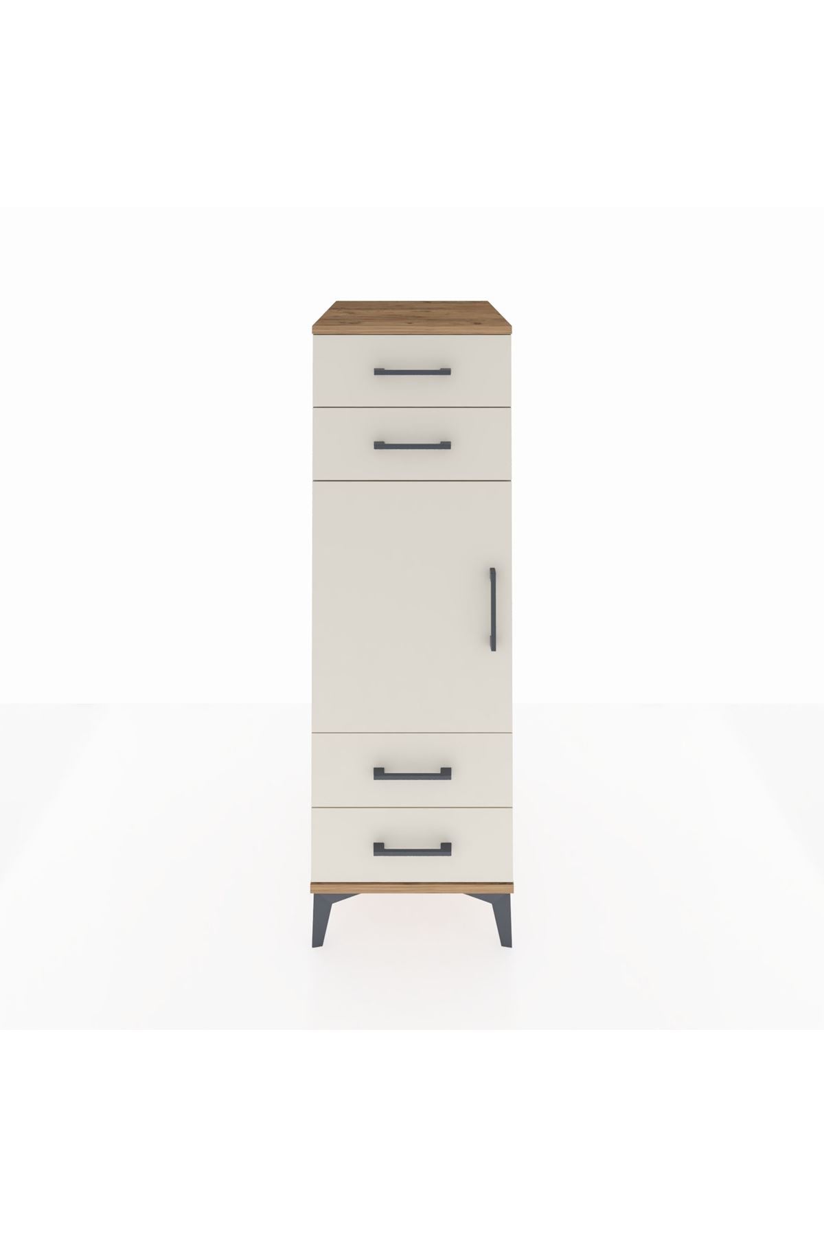 Kronos Dolap 2 Raflı 4 Çekmeceli Tek Kapaklı 44x59x134 - S82M055V7C