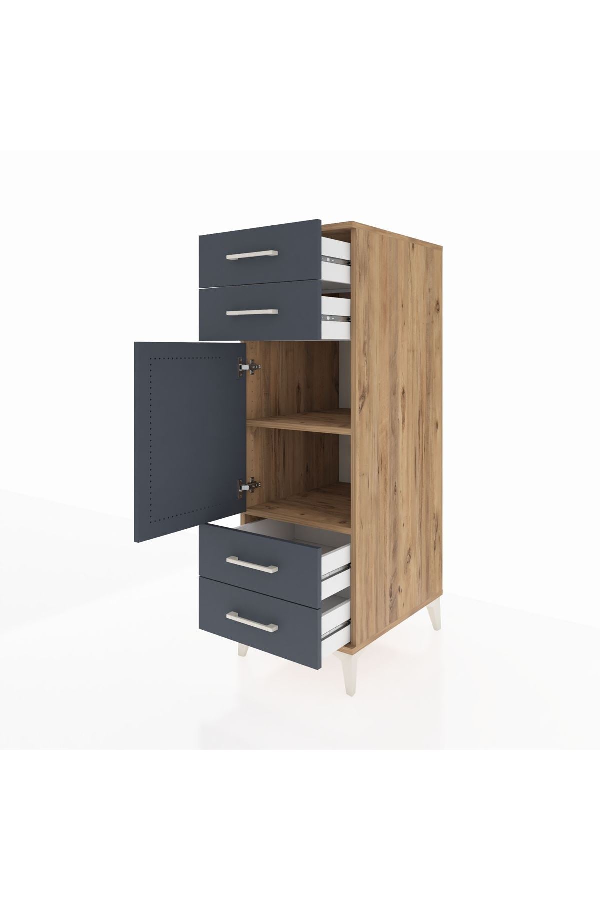 Kronos Dolap 2 Raflı 4 Çekmeceli Tek Kapaklı 44x59x134 - S82M055V8C