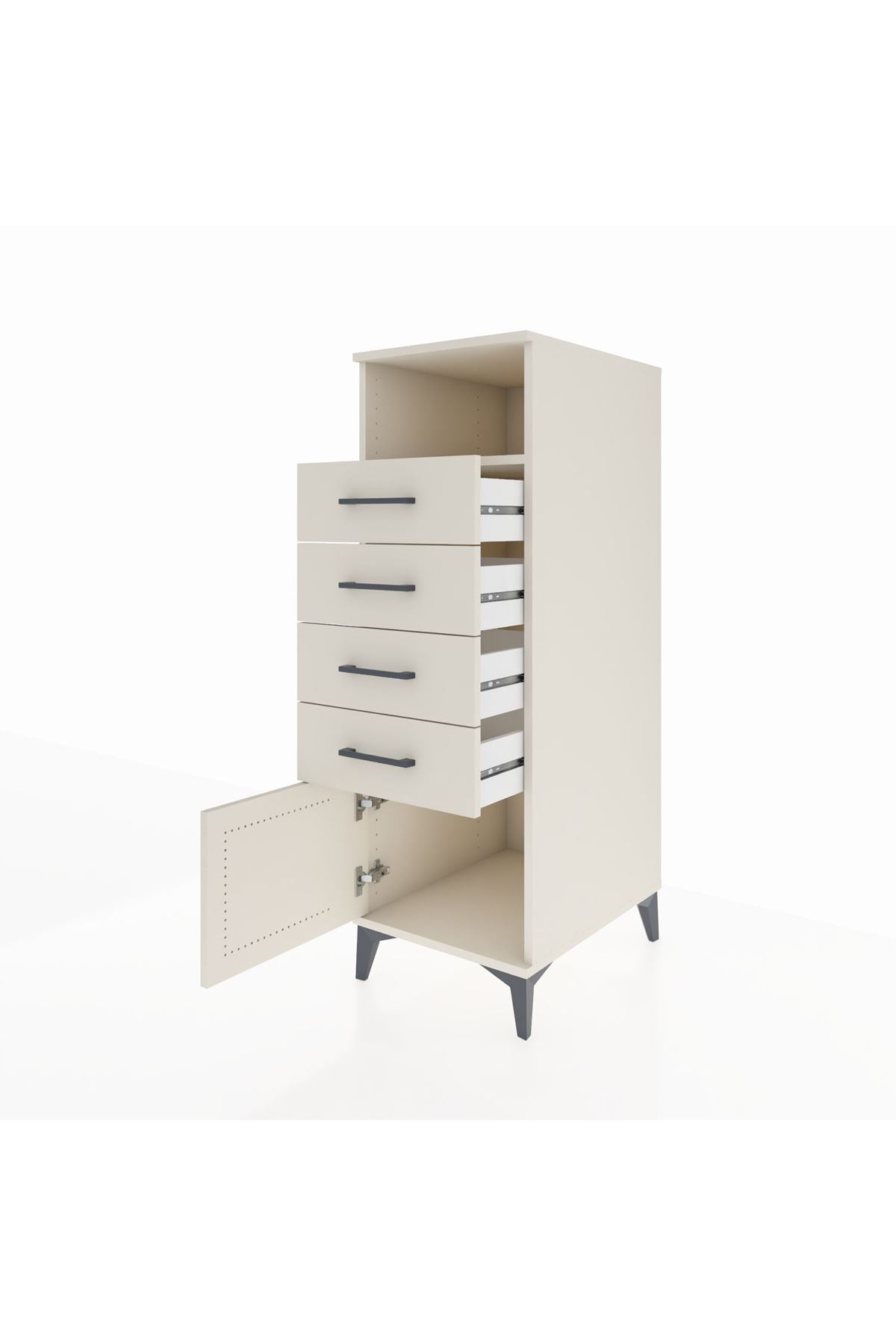 Kronos Dolap Tek Raflı 4 Çekmeceli Tek Kapaklı 44x59x134 - S82M056V1C