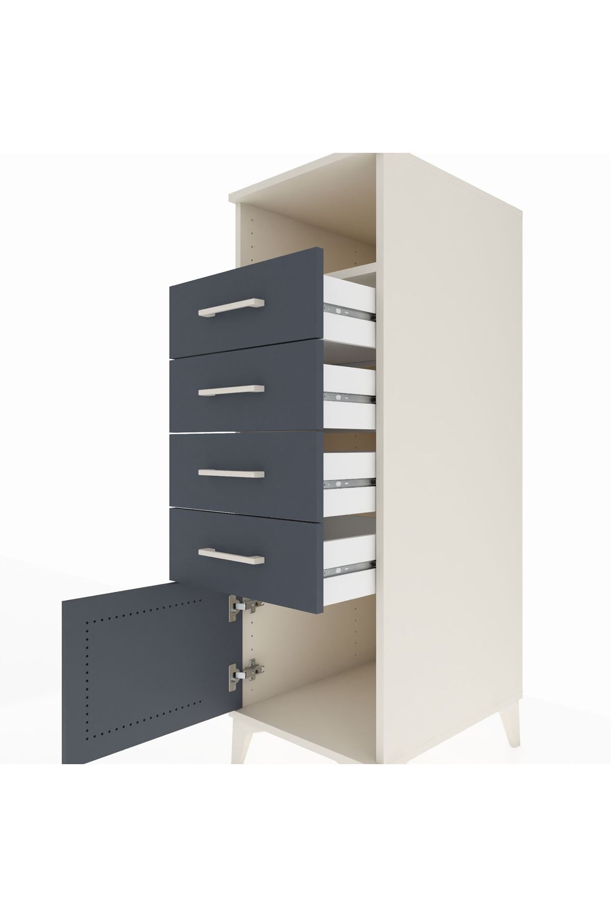 Kronos Dolap Tek Raflı 4 Çekmeceli Tek Kapaklı 44x59x134 - S82M056V2C