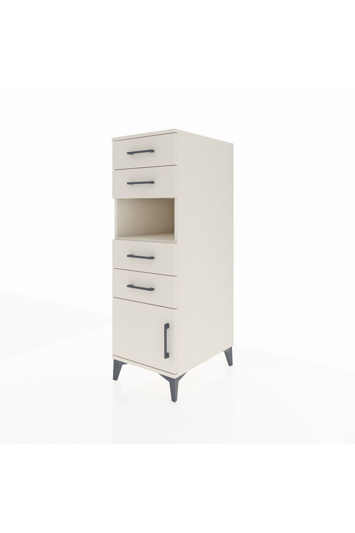 Kronos Dolap Tek Raflı 4 Çekmeceli Tek Kapaklı 44x59x134 - S82M057V1C
