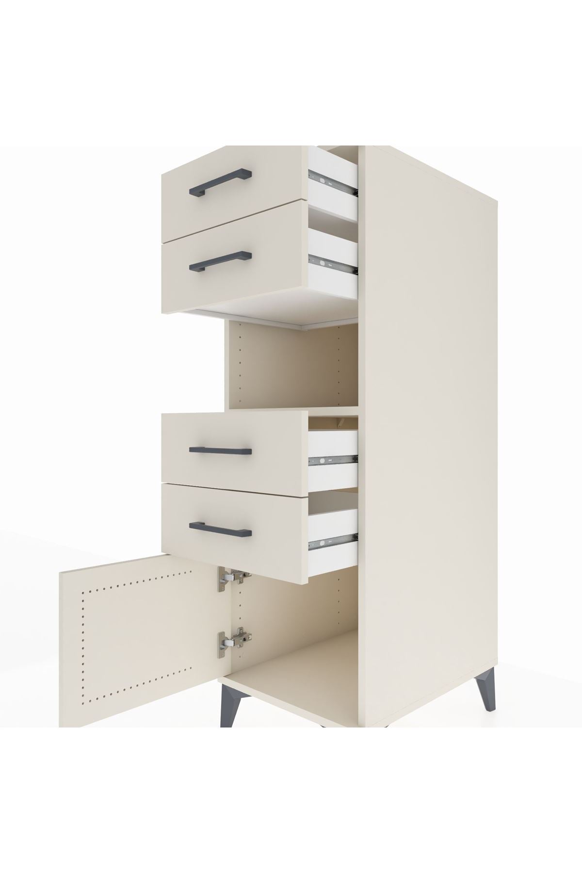 Kronos Dolap Tek Raflı 4 Çekmeceli Tek Kapaklı 44x59x134 - S82M057V1C