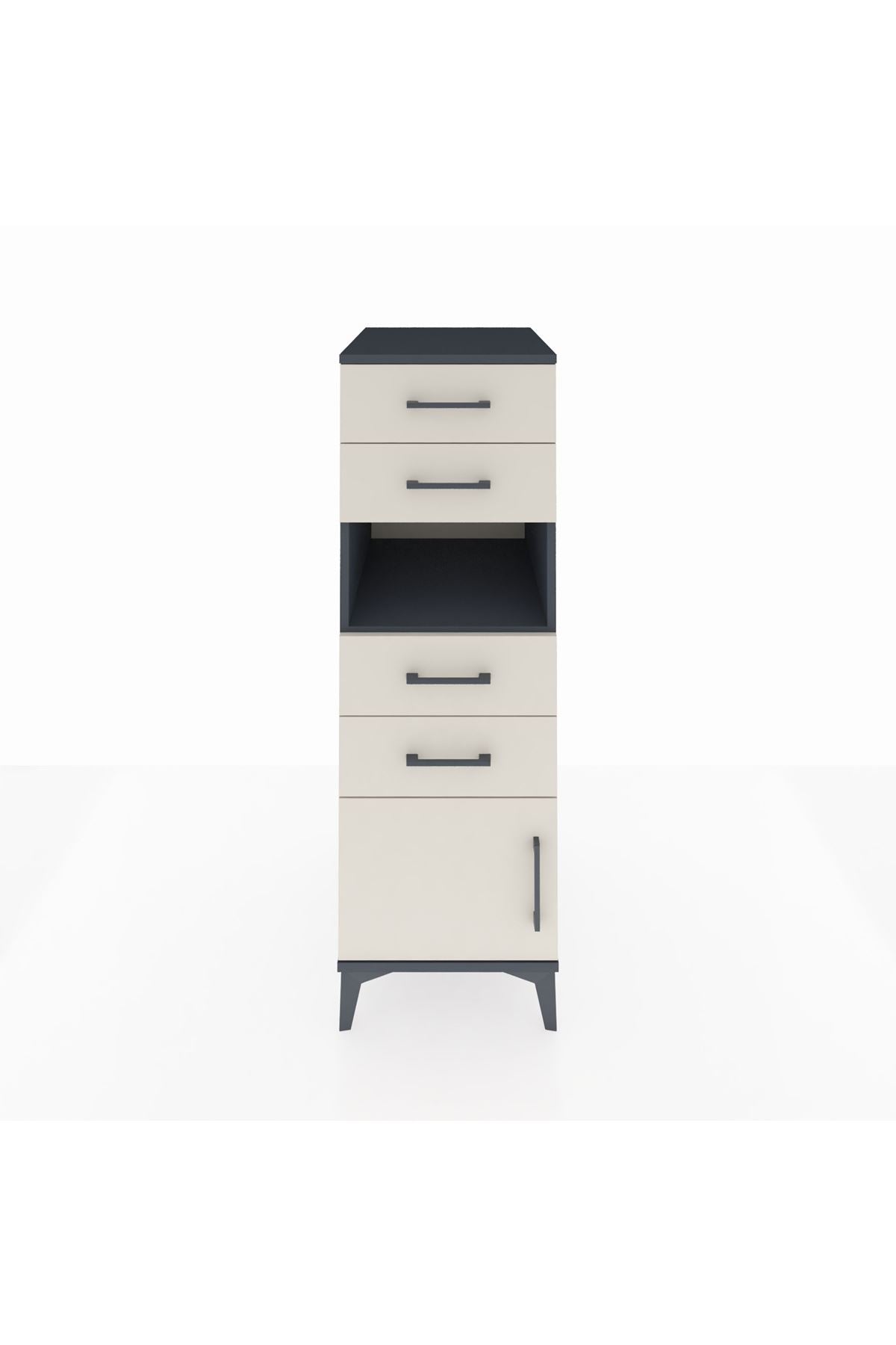 Kronos Dolap Tek Raflı 4 Çekmeceli Tek Kapaklı 44x59x134 - S82M057V4C