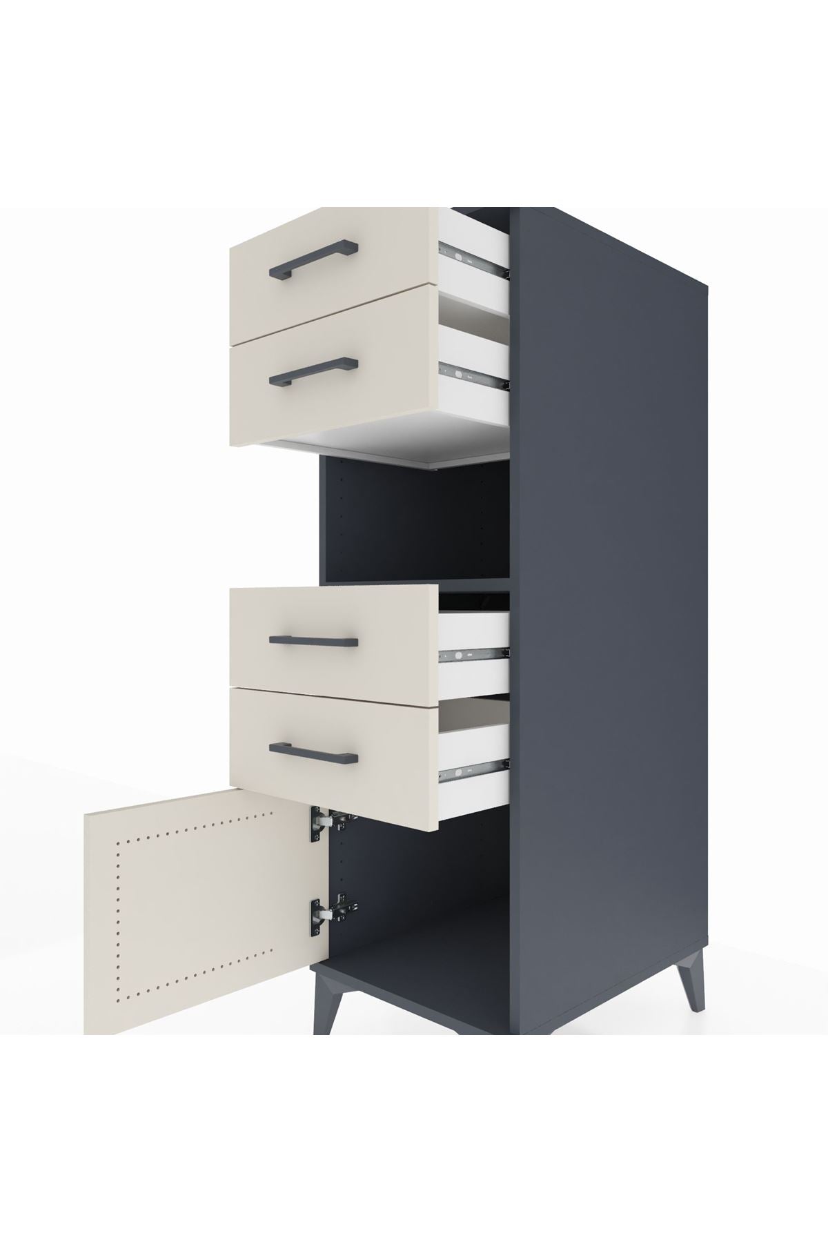 Kronos Dolap Tek Raflı 4 Çekmeceli Tek Kapaklı 44x59x134 - S82M057V4C