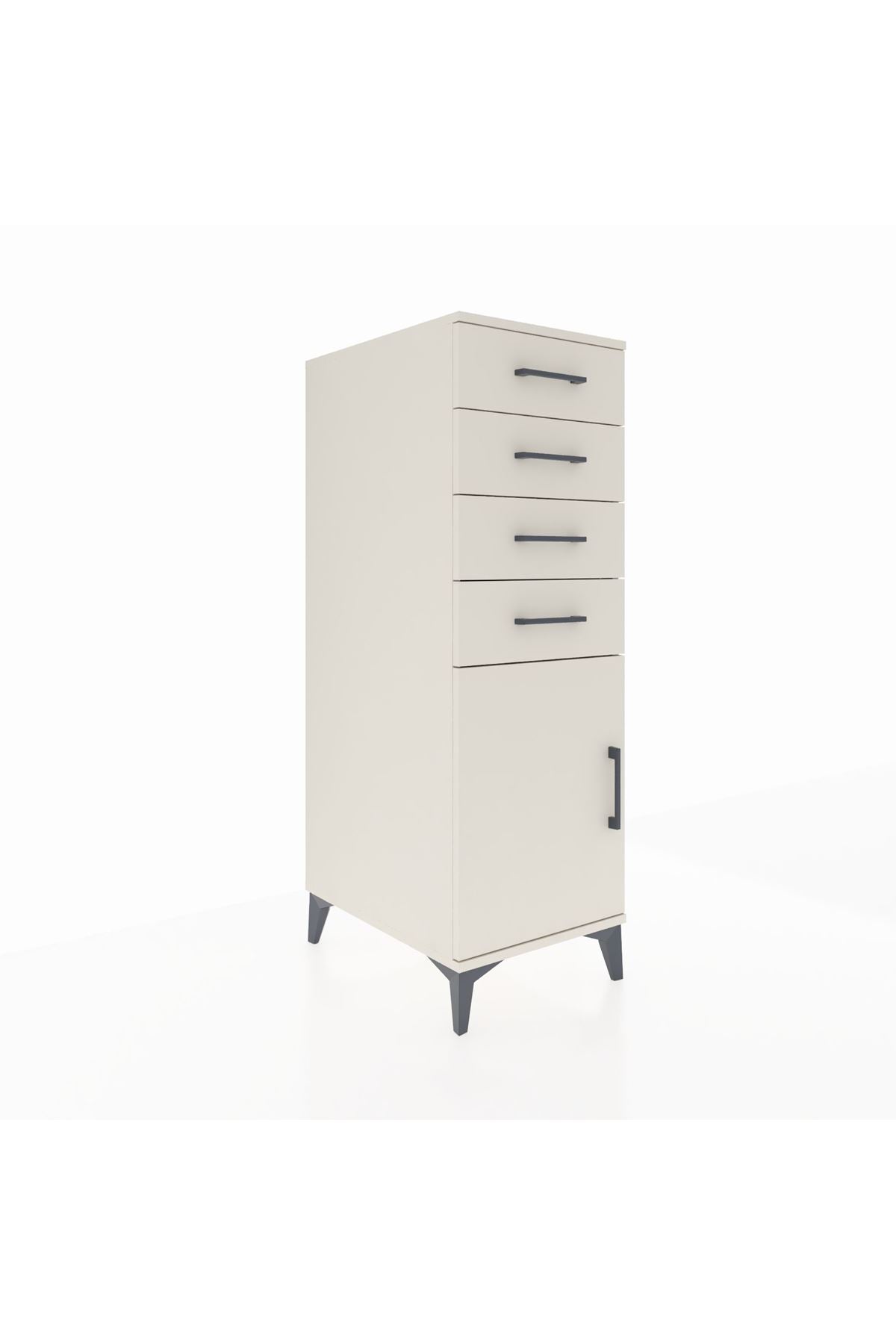 Kronos Dolap Tek Raflı 4 Çekmeceli Tek Kapaklı 44x59x134 - S82M058V1C