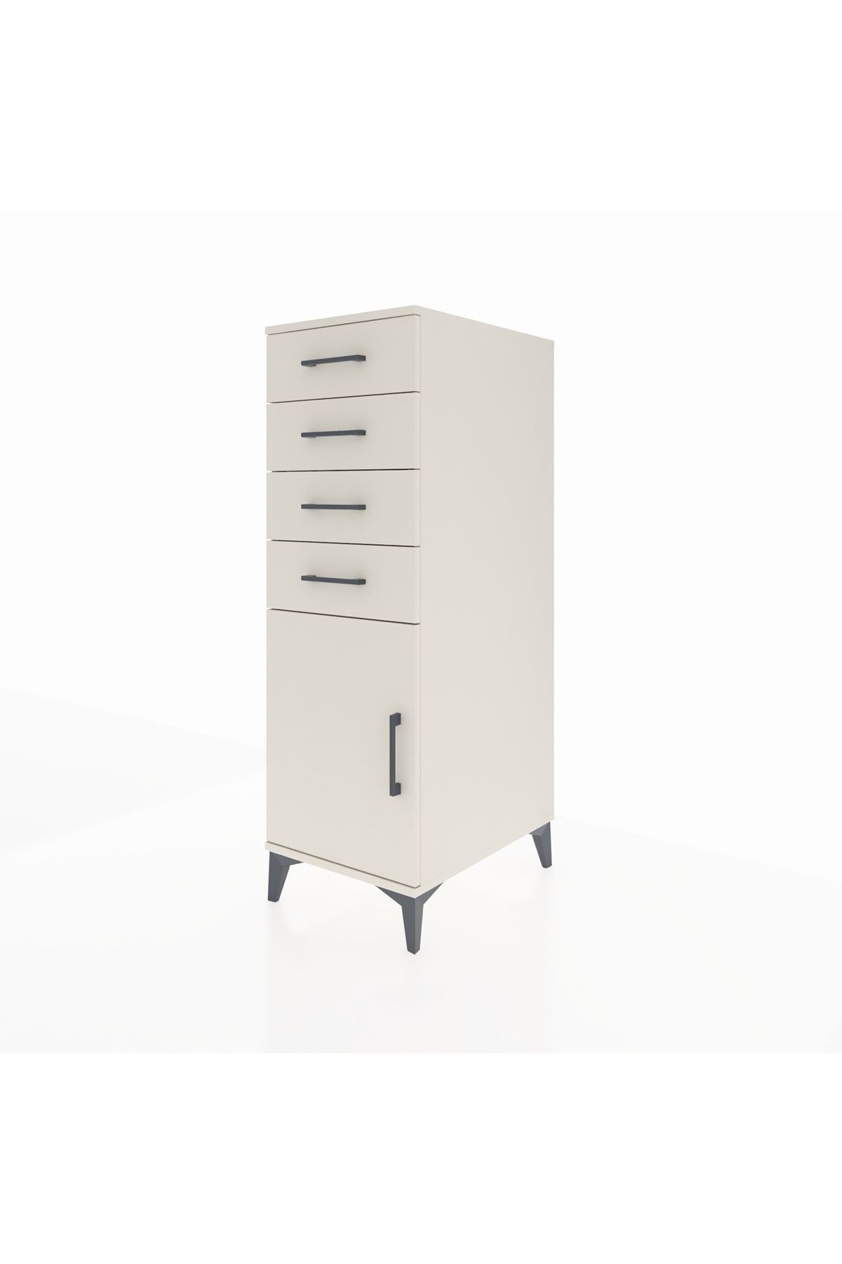 Kronos Dolap Tek Raflı 4 Çekmeceli Tek Kapaklı 44x59x134 - S82M058V1C