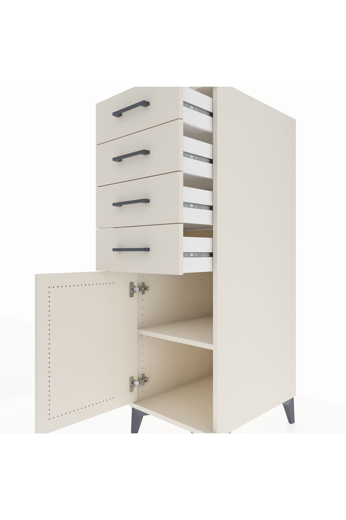 Kronos Dolap Tek Raflı 4 Çekmeceli Tek Kapaklı 44x59x134 - S82M058V1C