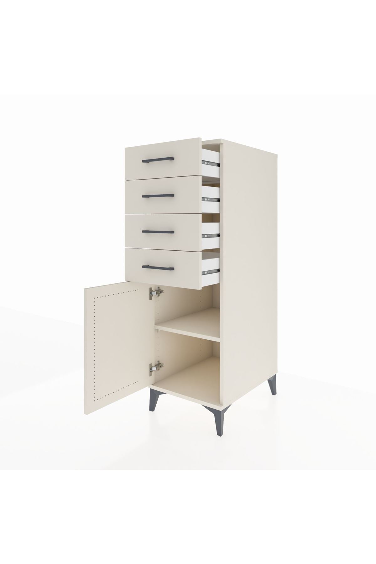Kronos Dolap Tek Raflı 4 Çekmeceli Tek Kapaklı 44x59x134 - S82M058V1C