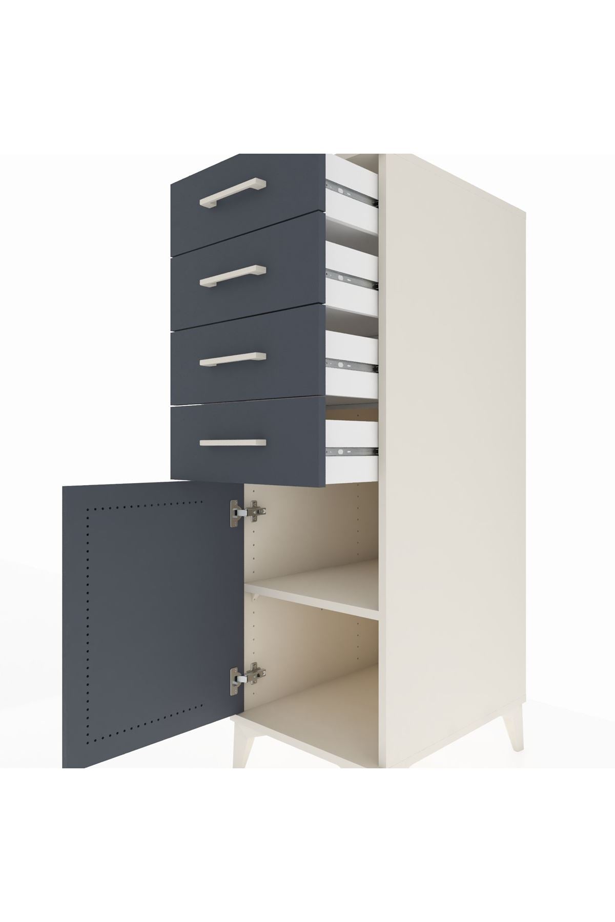Kronos Dolap Tek Raflı 4 Çekmeceli Tek Kapaklı 44x59x134 - S82M058V2C