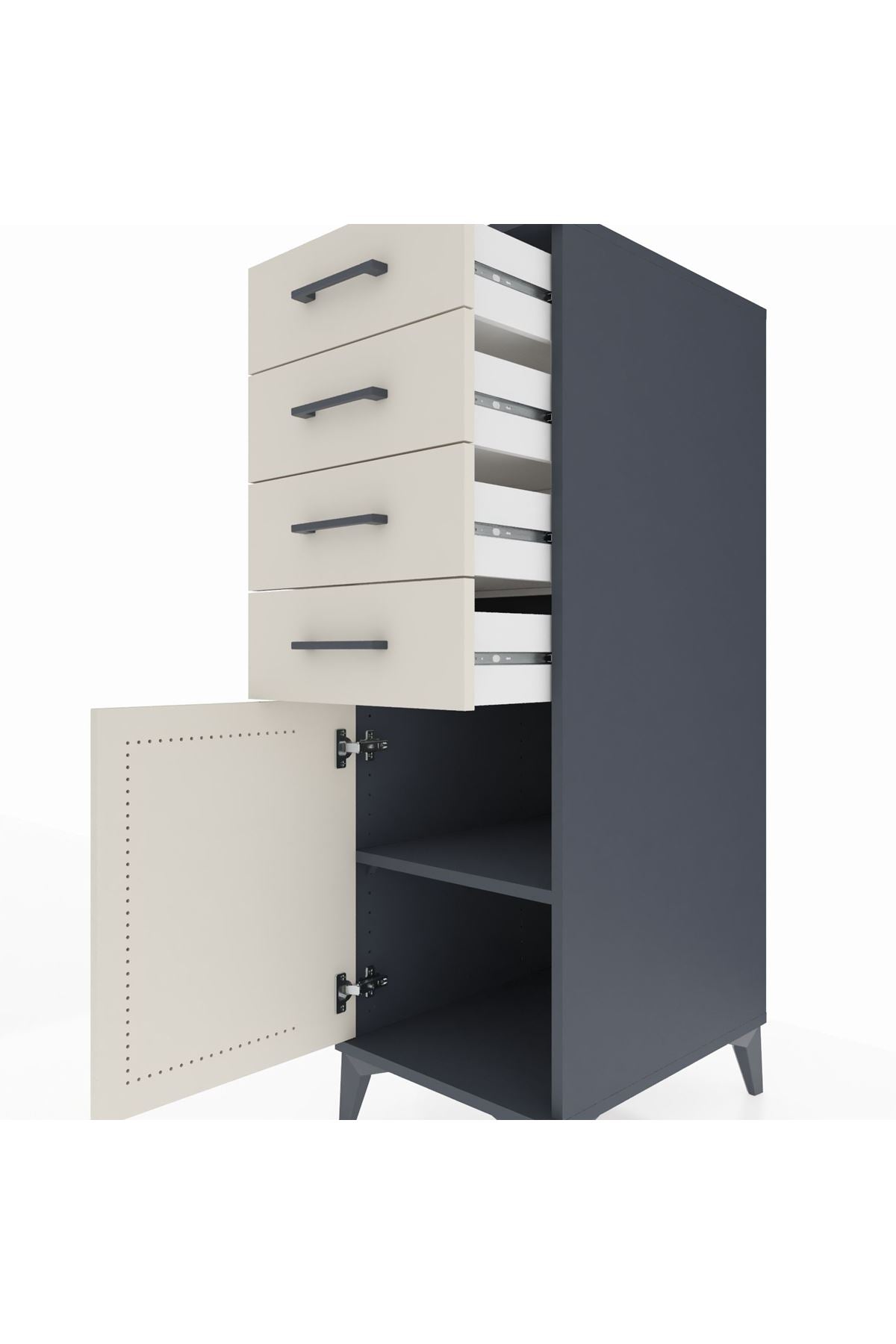 Kronos Dolap Tek Raflı 4 Çekmeceli Tek Kapaklı 44x59x134 - S82M058V4C