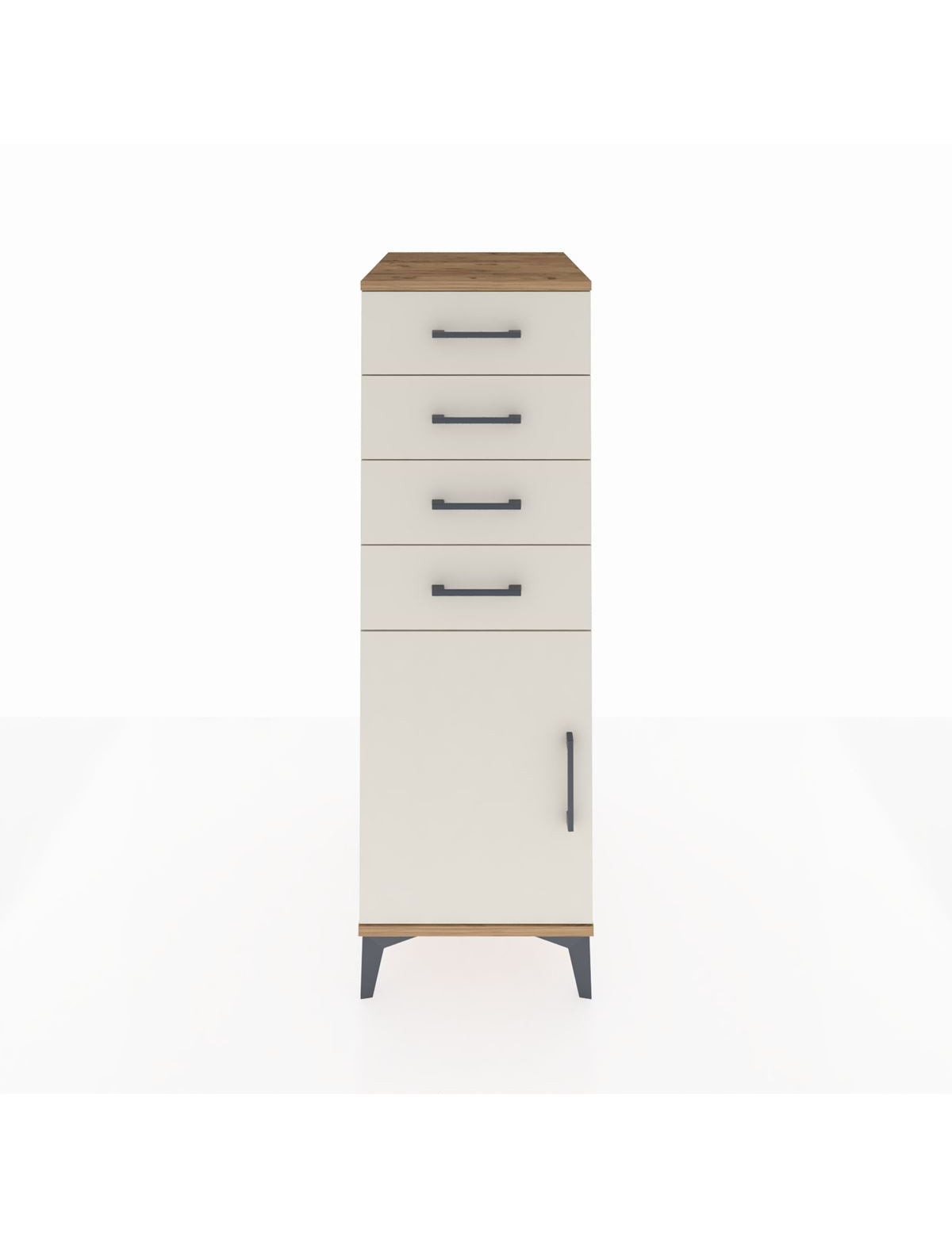 Kronos Dolap Tek Raflı 4 Çekmeceli Tek Kapaklı 44x59x134 - S82M058V7C