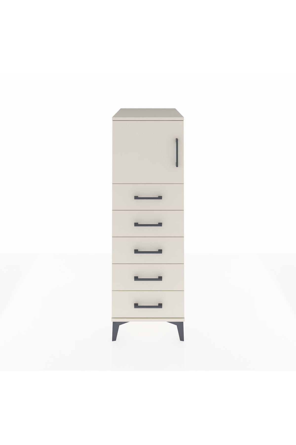 Kronos Dolap Tek Raflı 5 Çekmeceli Tek Kapaklı 44x59x134 - S82M059V1C