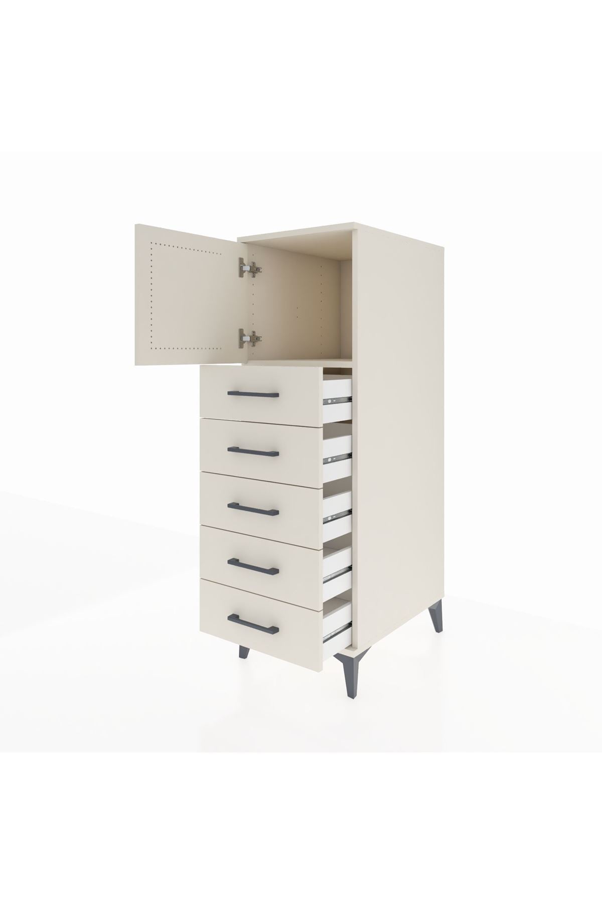 Kronos Dolap Tek Raflı 5 Çekmeceli Tek Kapaklı 44x59x134 - S82M059V1C