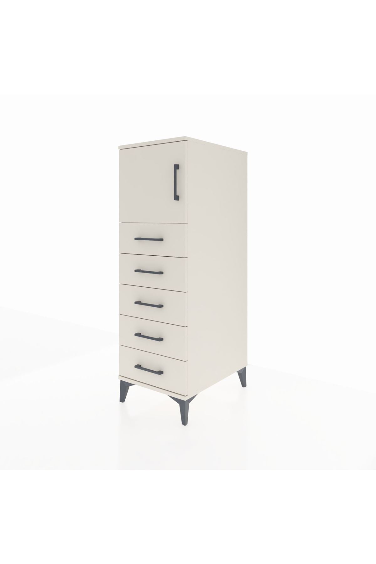 Kronos Dolap Tek Raflı 5 Çekmeceli Tek Kapaklı 44x59x134 - S82M059V1C