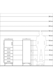 Kronos Dolap Tek Raflı 5 Çekmeceli Tek Kapaklı 44x59x134 - S82M059V1C