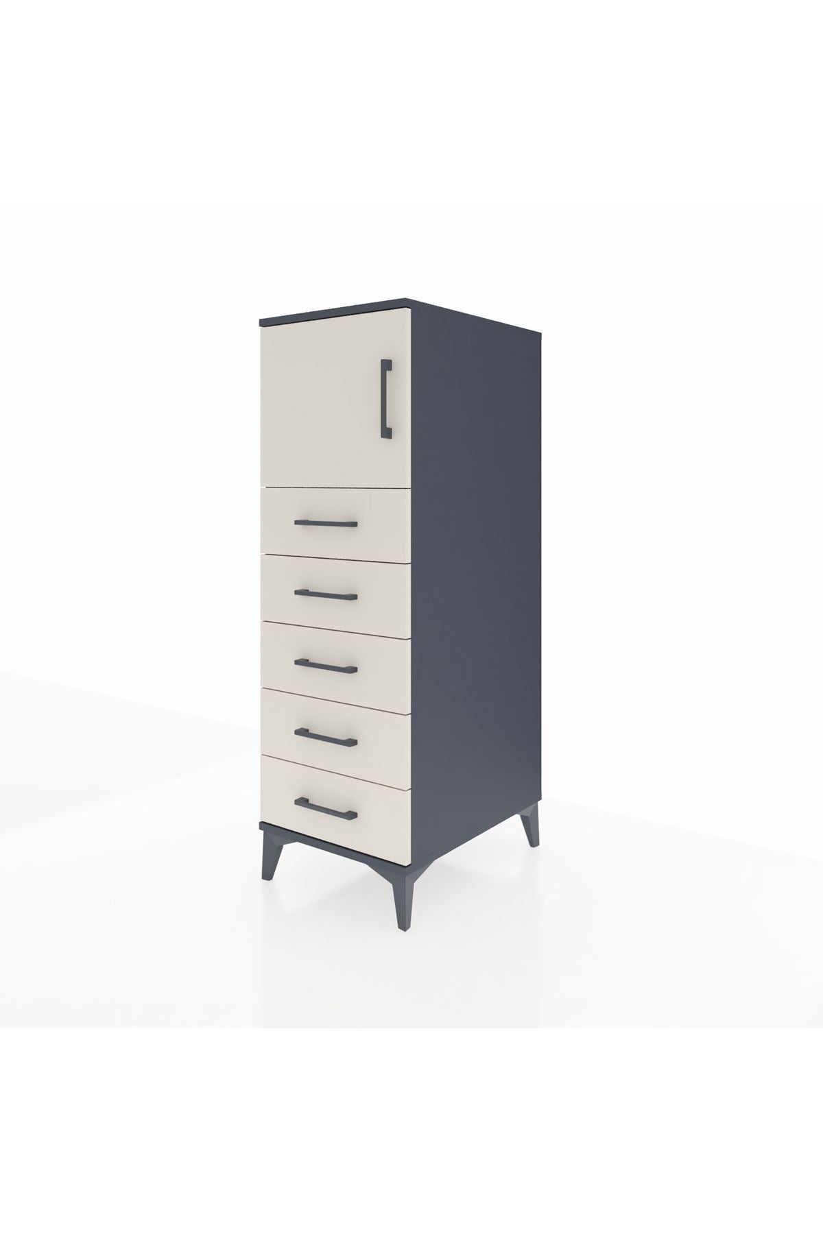 Kronos Dolap Tek Raflı 5 Çekmeceli Tek Kapaklı 44x59x134 - S82M059V4C
