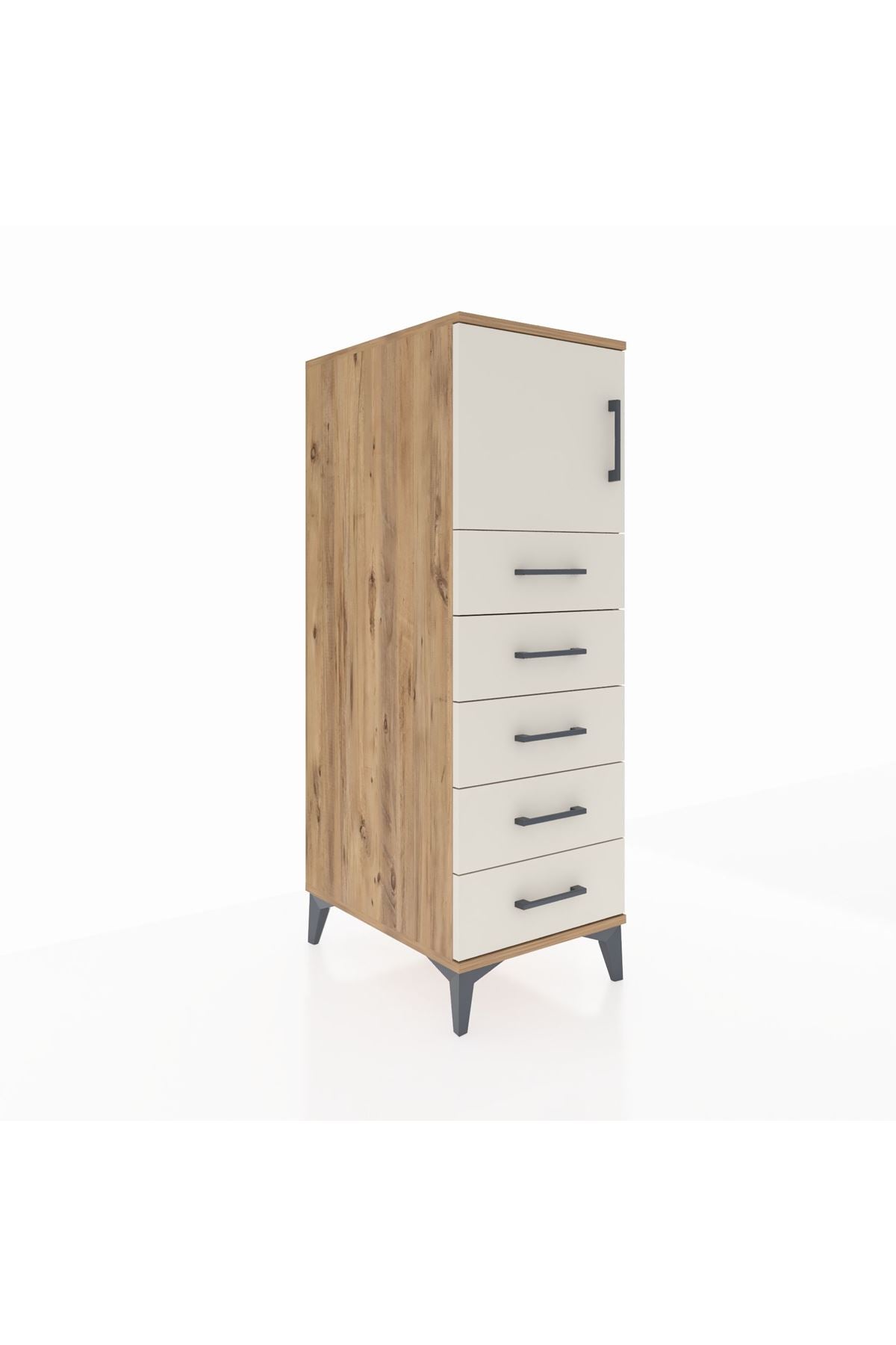 Kronos Dolap Tek Raflı 5 Çekmeceli Tek Kapaklı 44x59x134 - S82M059V7C