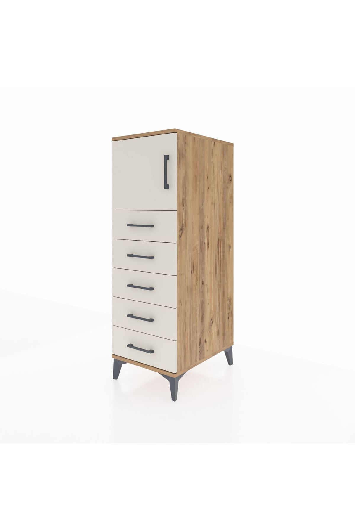 Kronos Dolap Tek Raflı 5 Çekmeceli Tek Kapaklı 44x59x134 - S82M059V7C