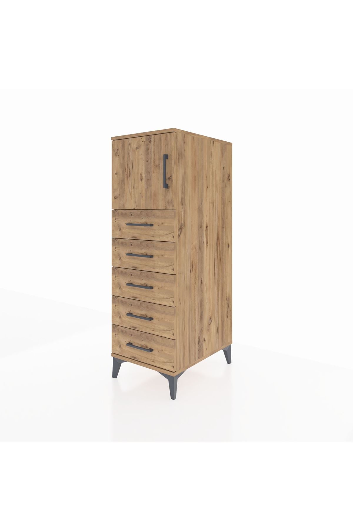 Kronos Dolap Tek Raflı 5 Çekmeceli Tek Kapaklı 44x59x134 - S82M059V9C