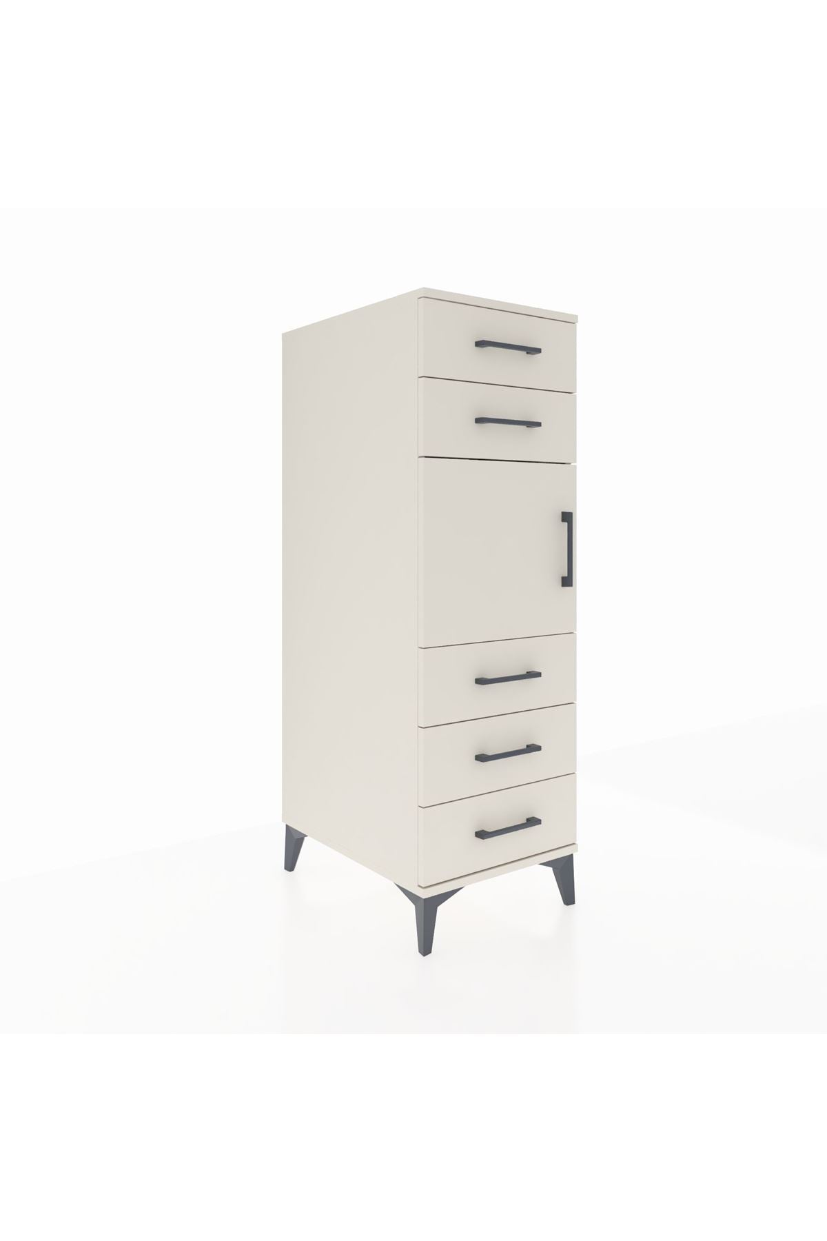 Kronos Dolap Tek Raflı 5 Çekmeceli Tek Kapaklı 44x59x134 - S82M060V1C