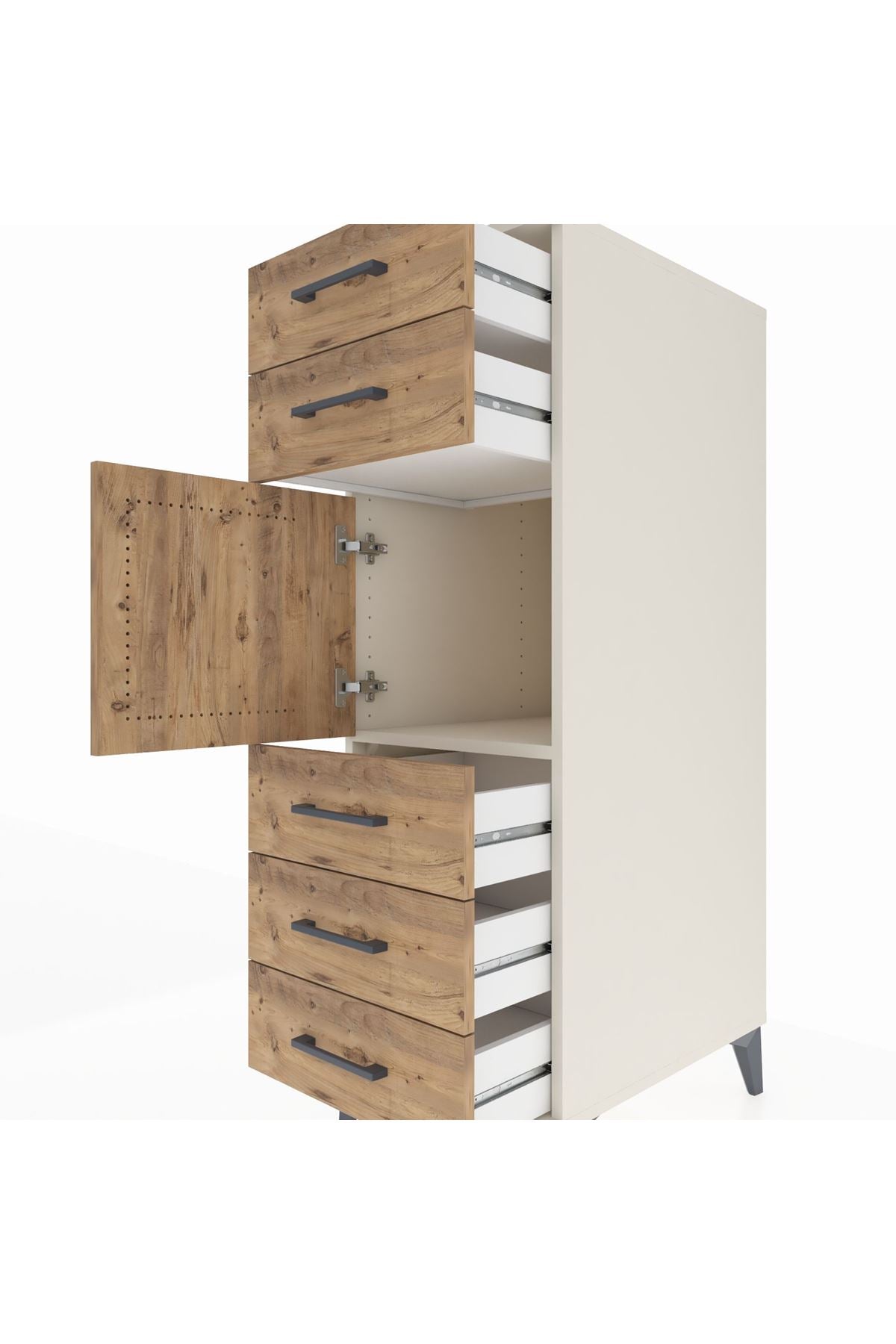 Kronos Dolap Tek Raflı 5 Çekmeceli Tek Kapaklı 44x59x134 - S82M060V3C