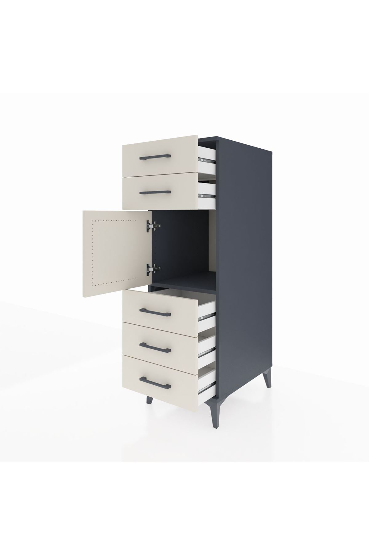 Kronos Dolap Tek Raflı 5 Çekmeceli Tek Kapaklı 44x59x134 - S82M060V4C