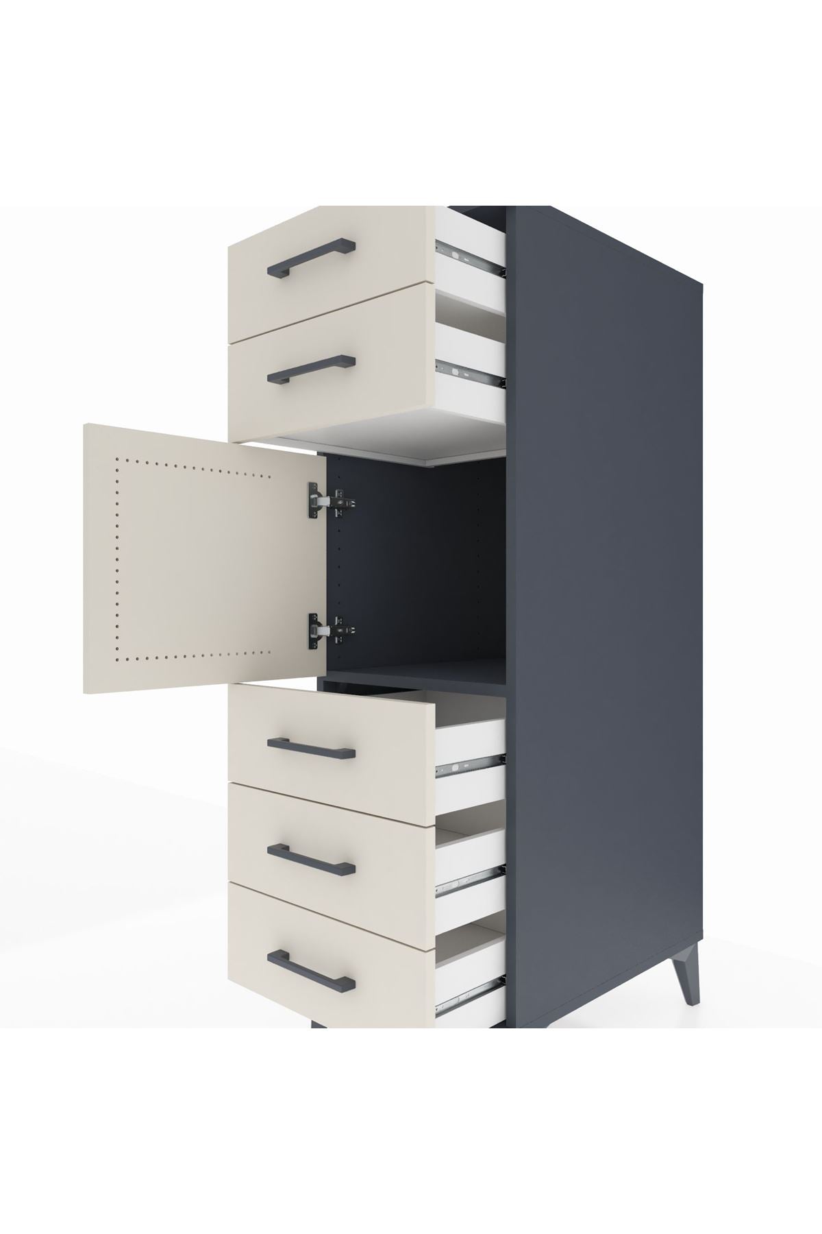 Kronos Dolap Tek Raflı 5 Çekmeceli Tek Kapaklı 44x59x134 - S82M060V4C
