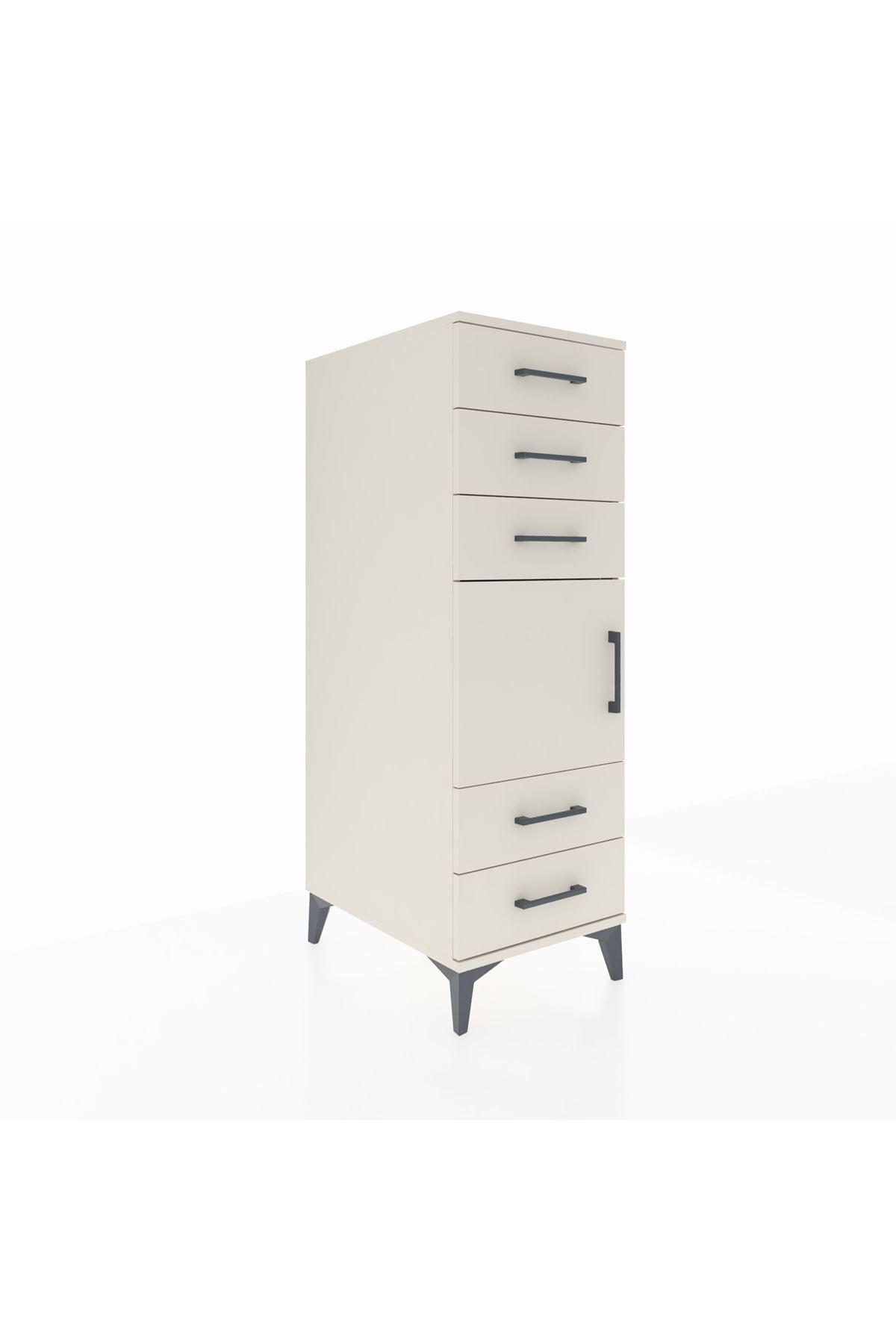 Kronos Dolap Tek Raflı 5 Çekmeceli Tek Kapaklı 44x59x134 - S82M061V1C