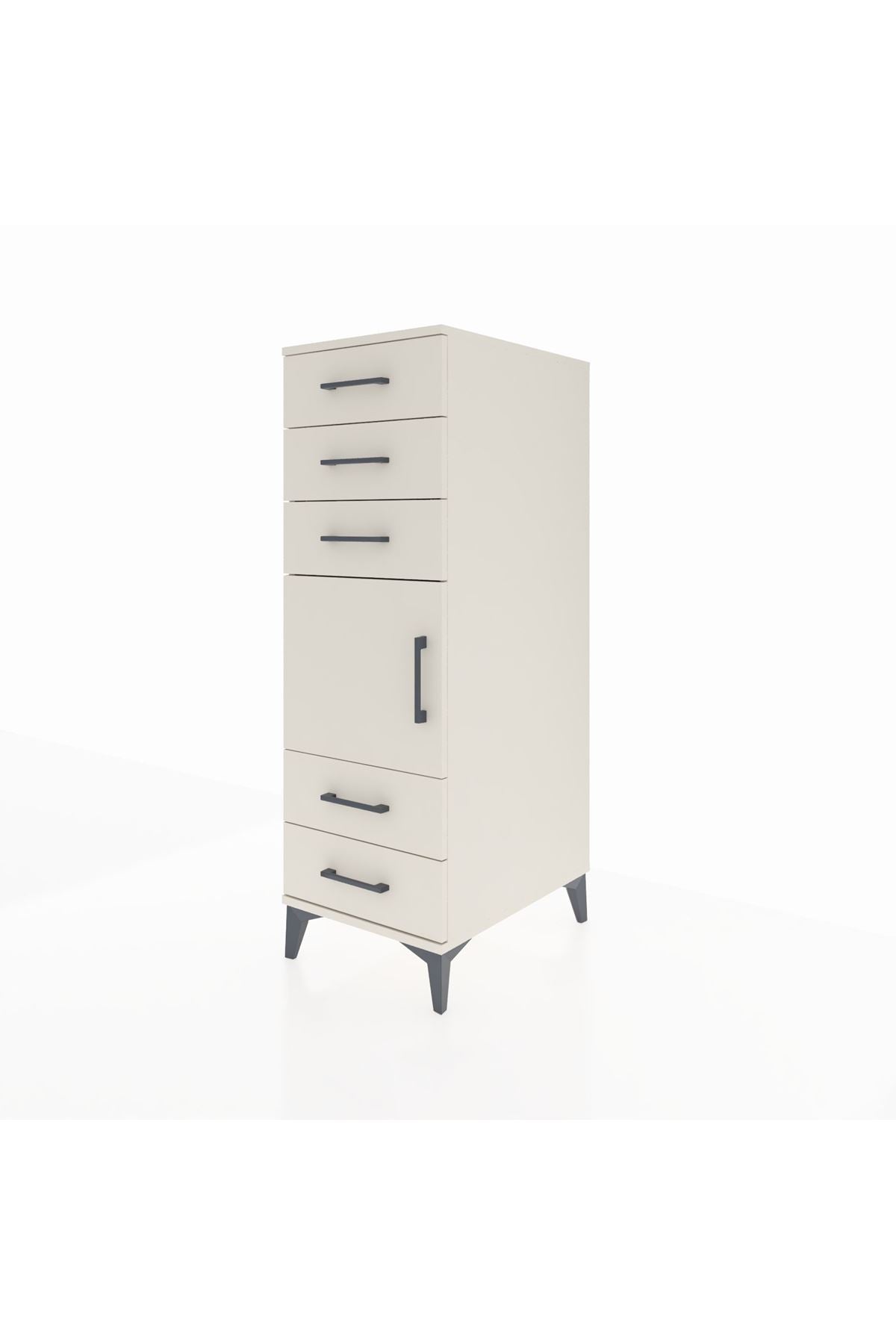 Kronos Dolap Tek Raflı 5 Çekmeceli Tek Kapaklı 44x59x134 - S82M061V1C
