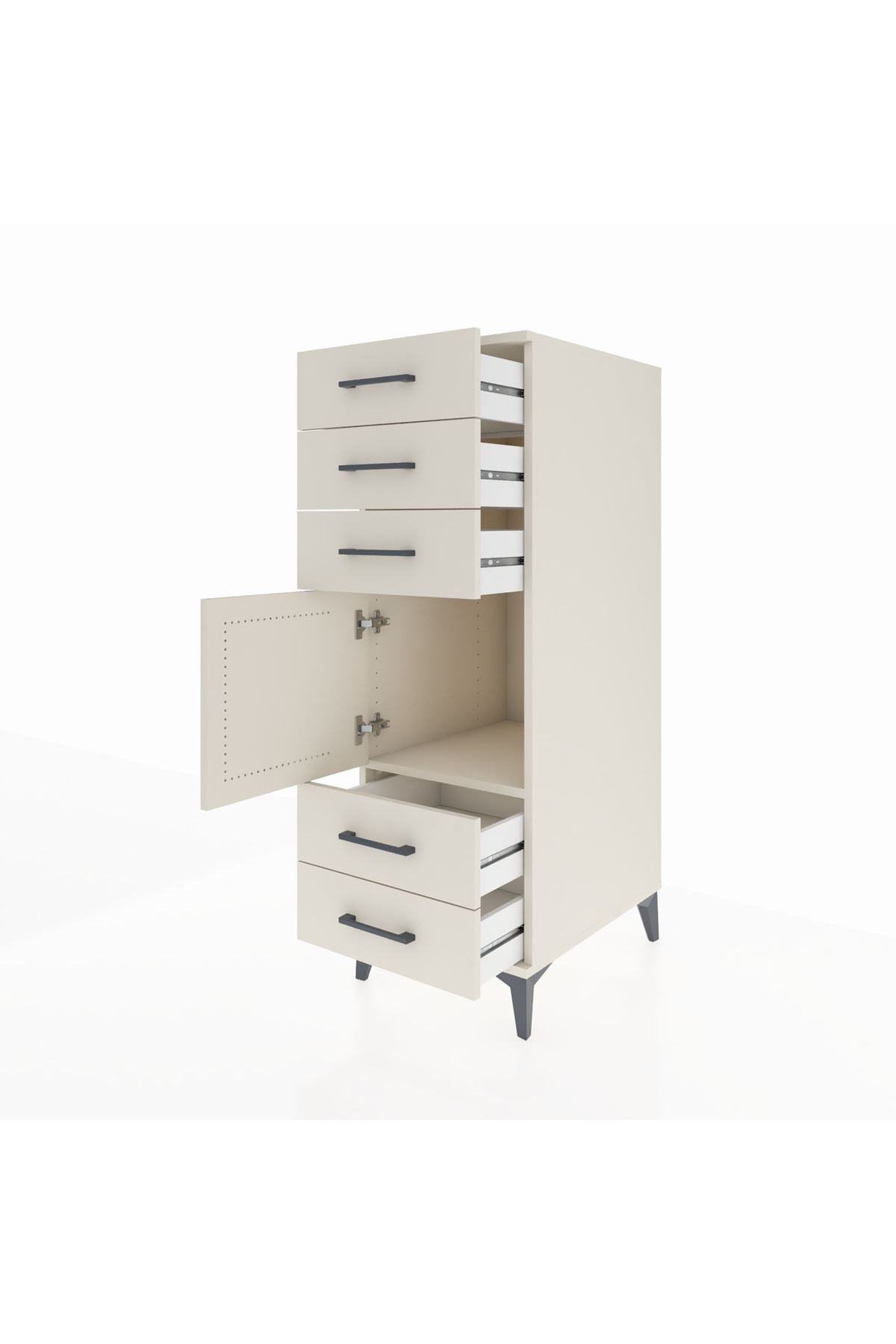 Kronos Dolap Tek Raflı 5 Çekmeceli Tek Kapaklı 44x59x134 - S82M061V1C