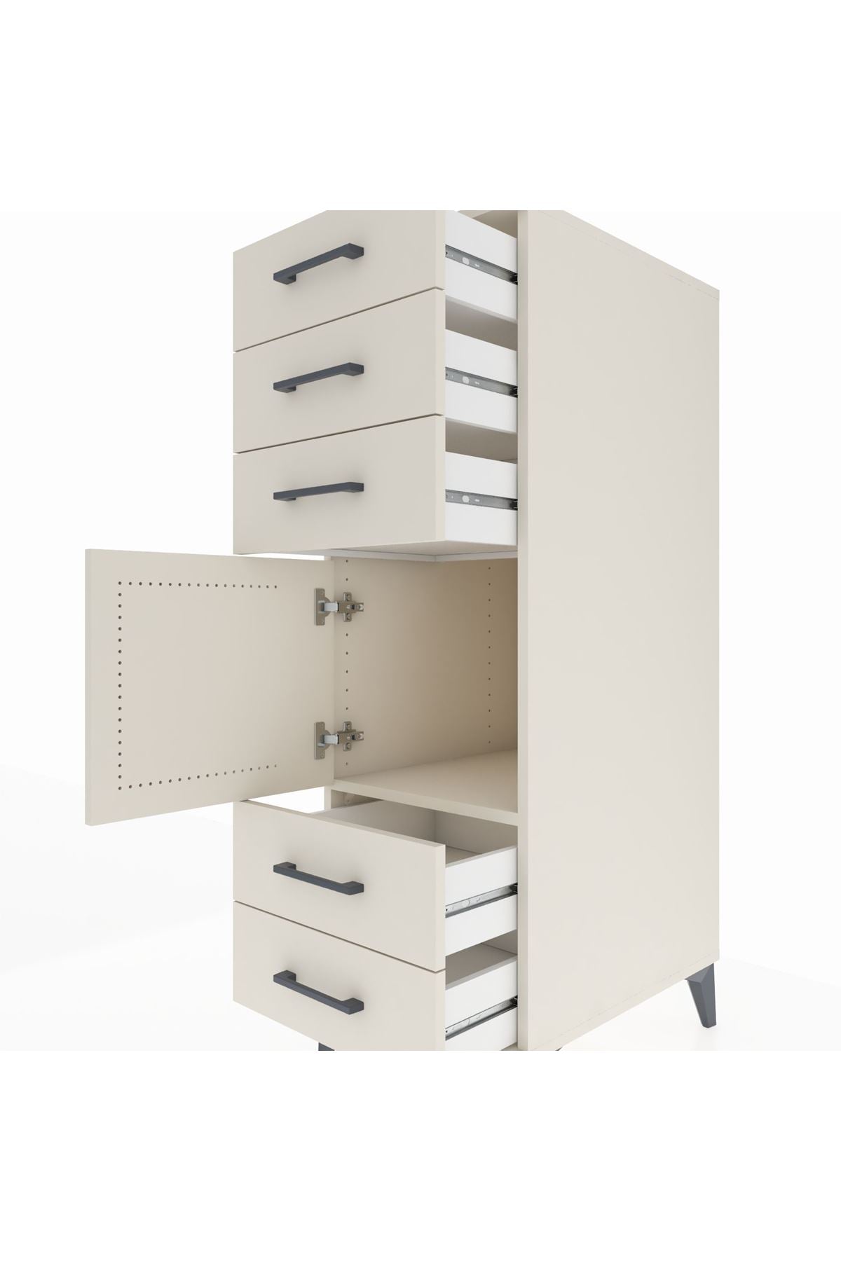 Kronos Dolap Tek Raflı 5 Çekmeceli Tek Kapaklı 44x59x134 - S82M061V1C