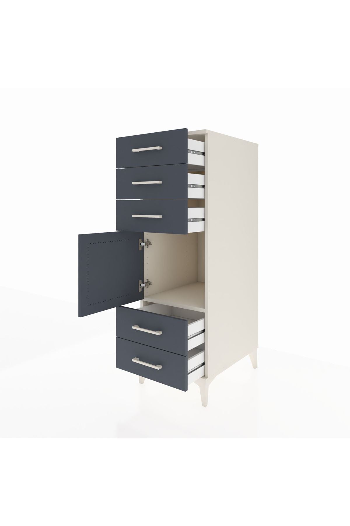 Kronos Dolap Tek Raflı 5 Çekmeceli Tek Kapaklı 44x59x134 - S82M061V2C