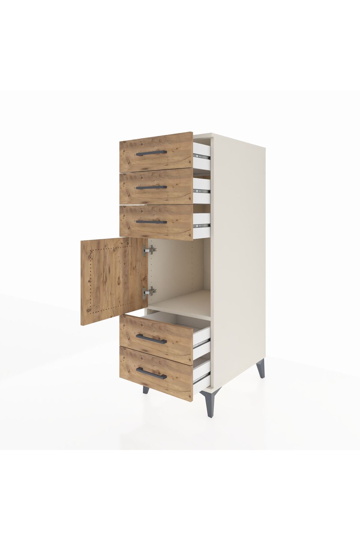 Kronos Dolap Tek Raflı 5 Çekmeceli Tek Kapaklı 44x59x134 - S82M061V3C