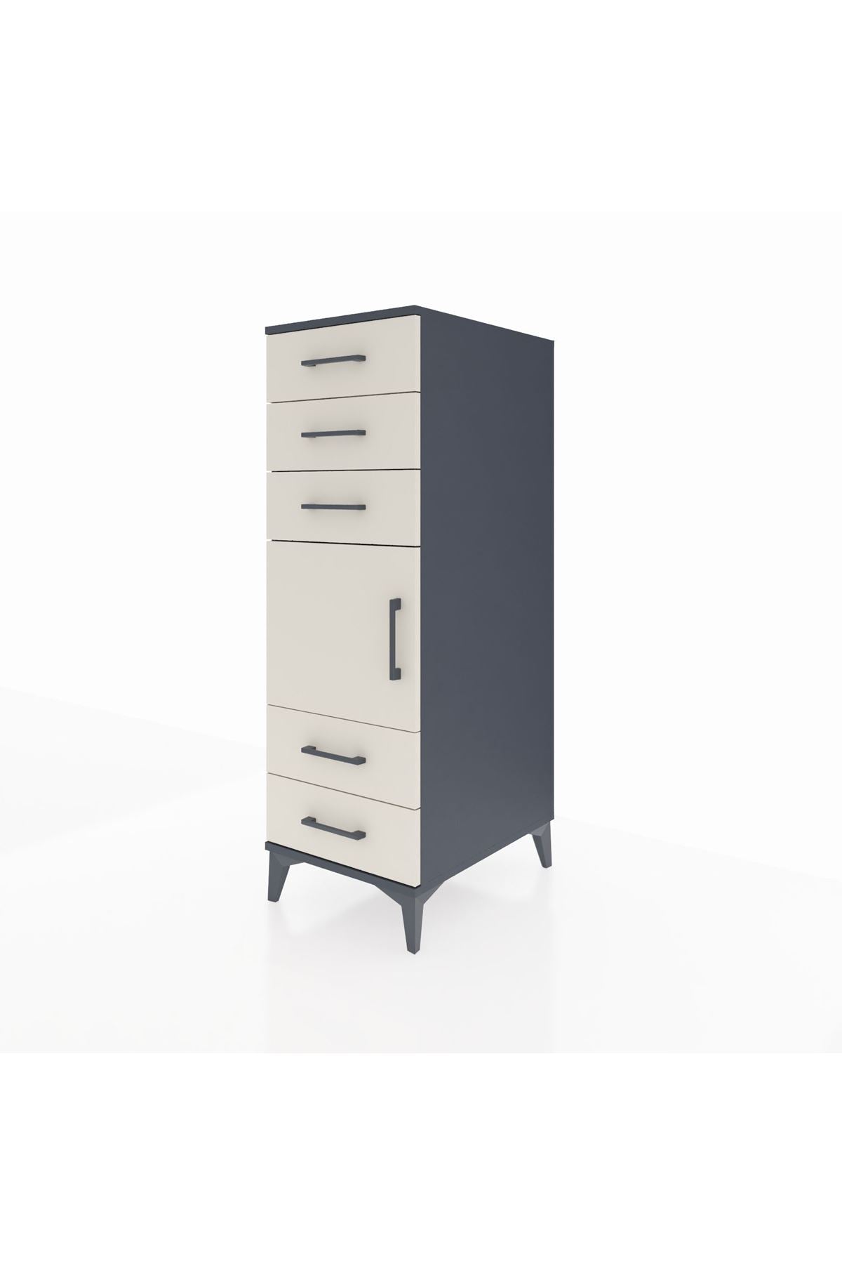 Kronos Dolap Tek Raflı 5 Çekmeceli Tek Kapaklı 44x59x134 - S82M061V4C