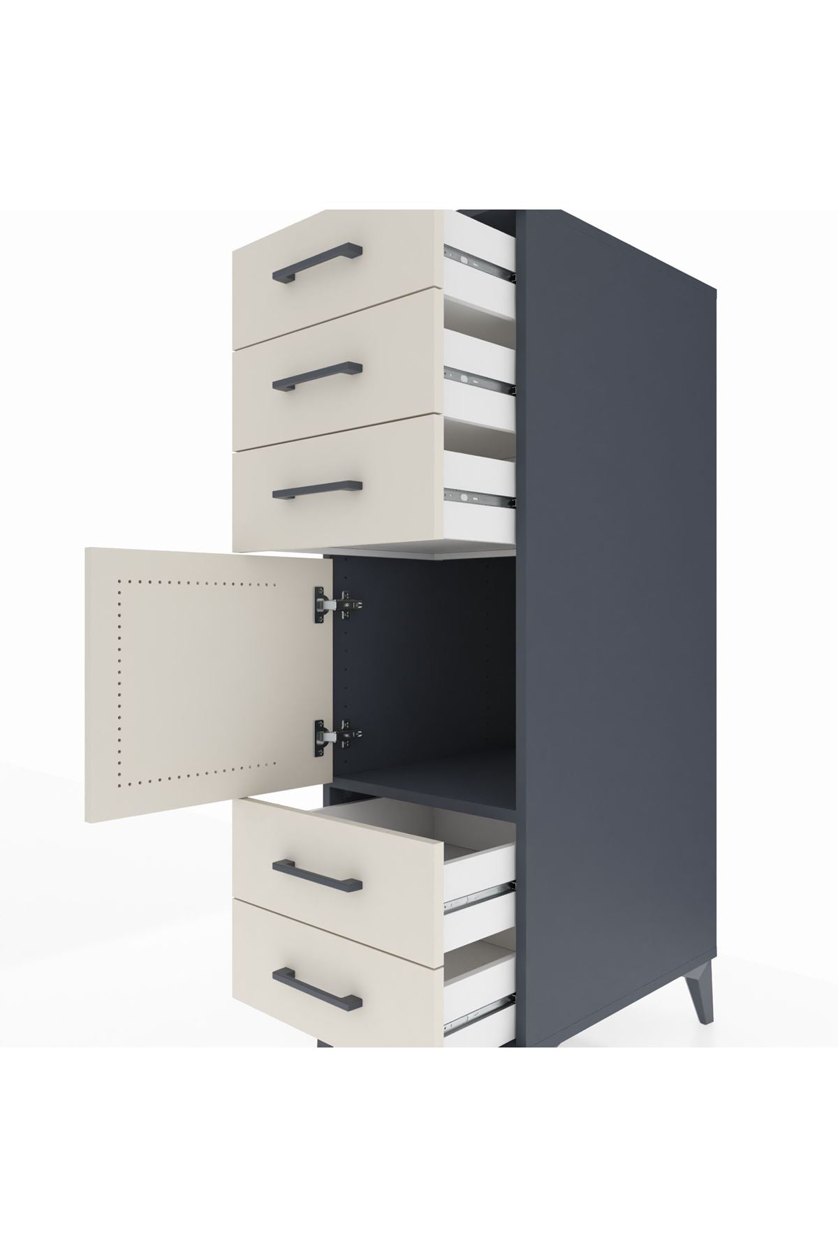 Kronos Dolap Tek Raflı 5 Çekmeceli Tek Kapaklı 44x59x134 - S82M061V4C