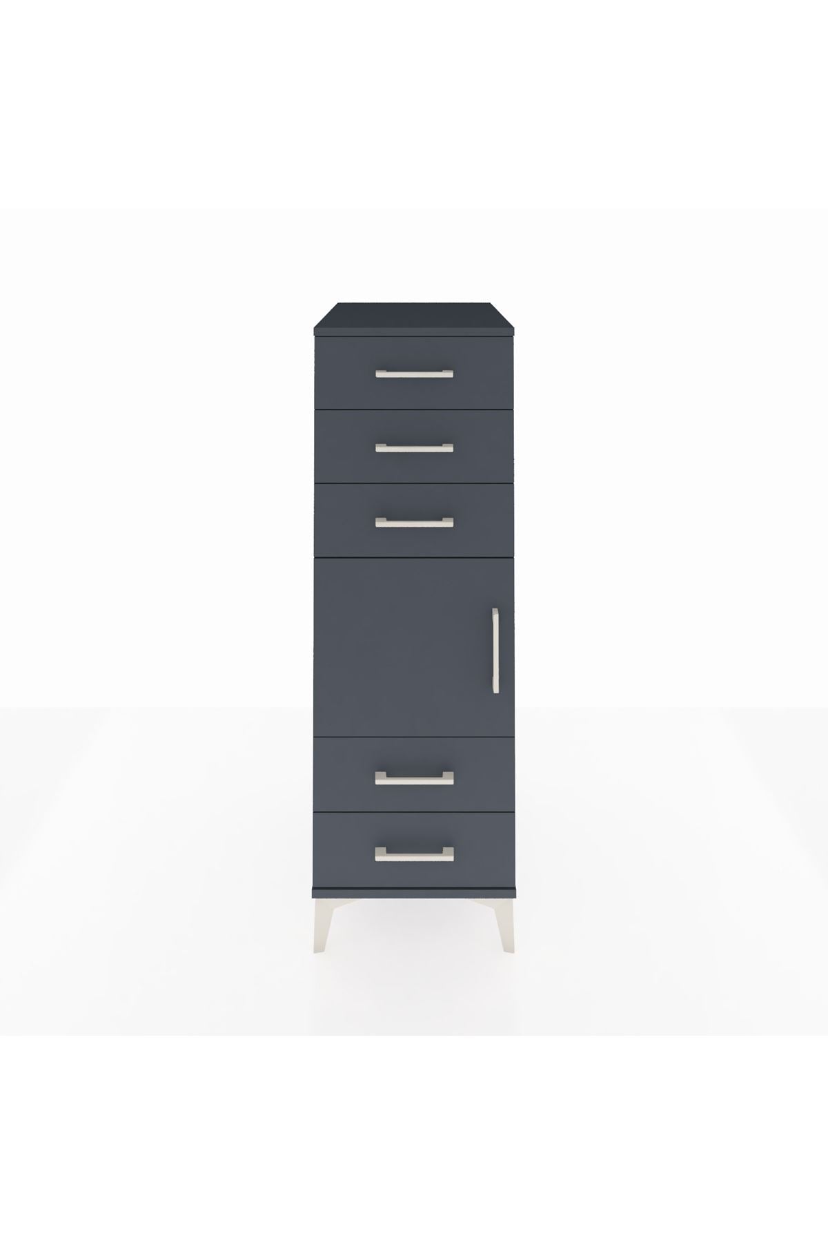 Kronos Dolap Tek Raflı 5 Çekmeceli Tek Kapaklı 44x59x134 - S82M061V5C
