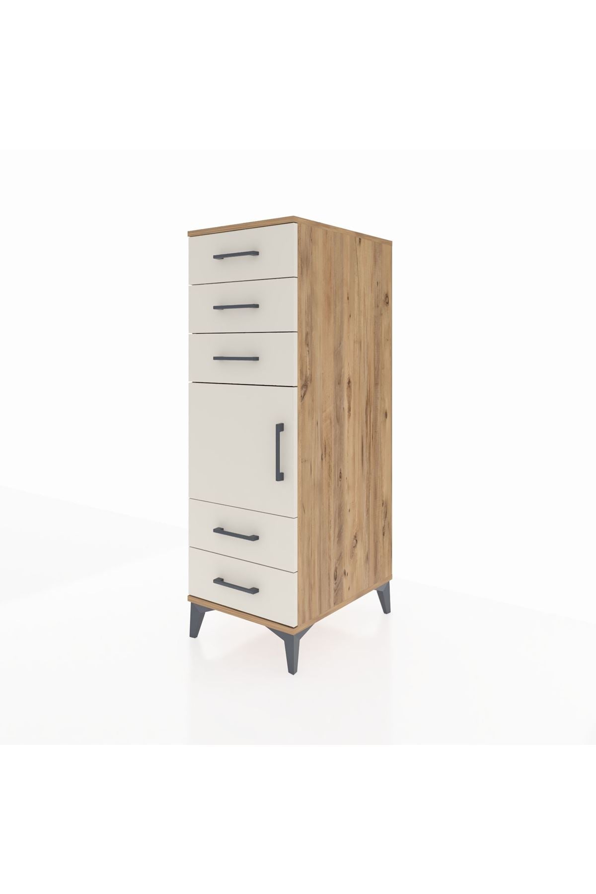 Kronos Dolap Tek Raflı 5 Çekmeceli Tek Kapaklı 44x59x134 - S82M061V7C
