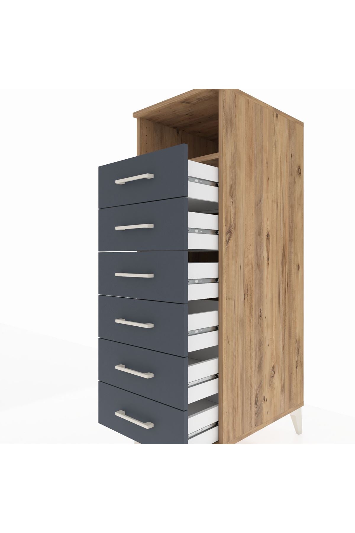 Kronos Dolap Tek Raflı 6 Çekmeceli 44x59x134 - S82M063V8C