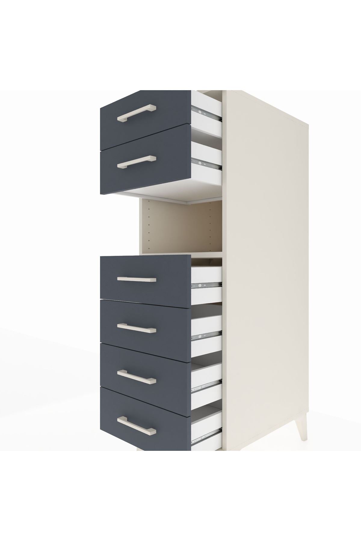 Kronos Dolap Tek Raflı 6 Çekmeceli 44x59x134 - S82M064V2C