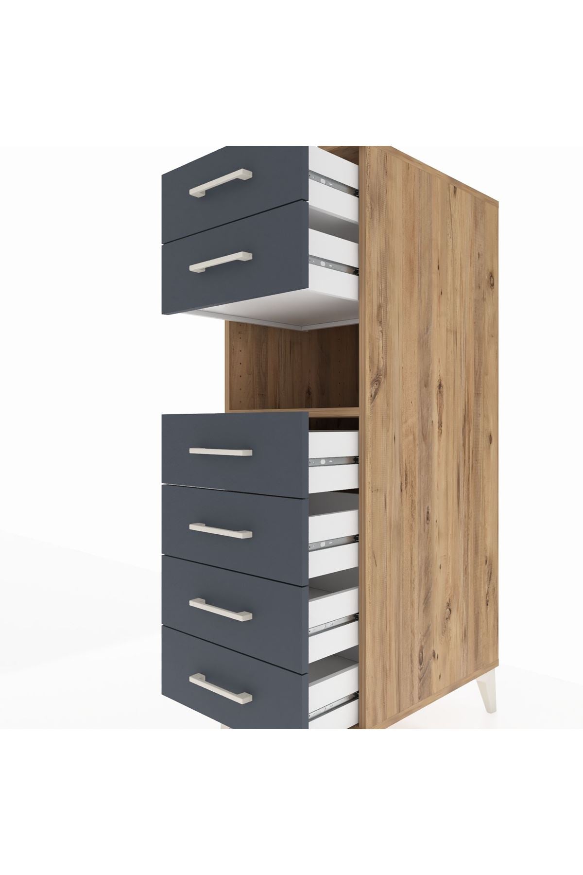 Kronos Dolap Tek Raflı 6 Çekmeceli 44x59x134 - S82M064V8C
