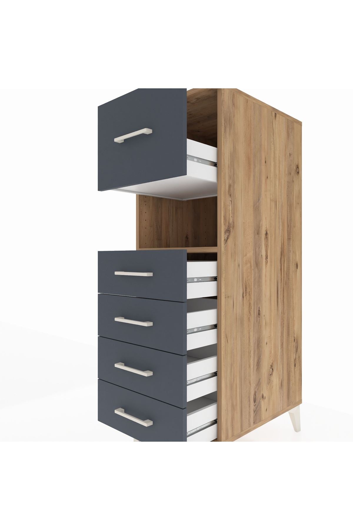 Kronos Dolap Tek Raflı 5 Çekmeceli 44x59x134 - S82M096V8C