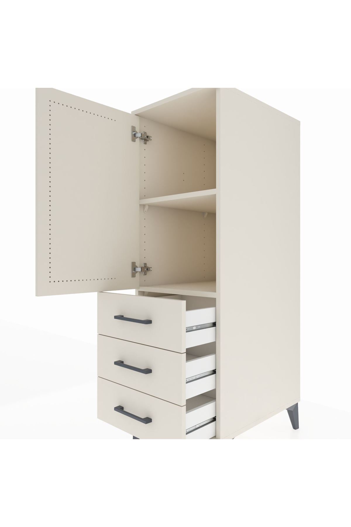 Kronos Dolap 2 Raflı 3 Çekmeceli Tek Kapaklı 44x59x134 - S82M100V1C