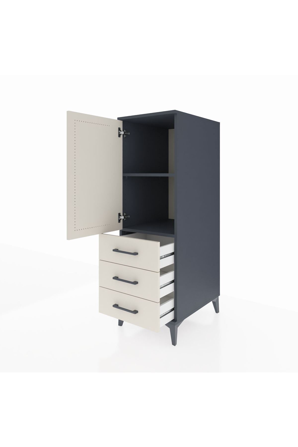 Kronos Dolap 2 Raflı 3 Çekmeceli Tek Kapaklı 44x59x134 - S82M100V4C
