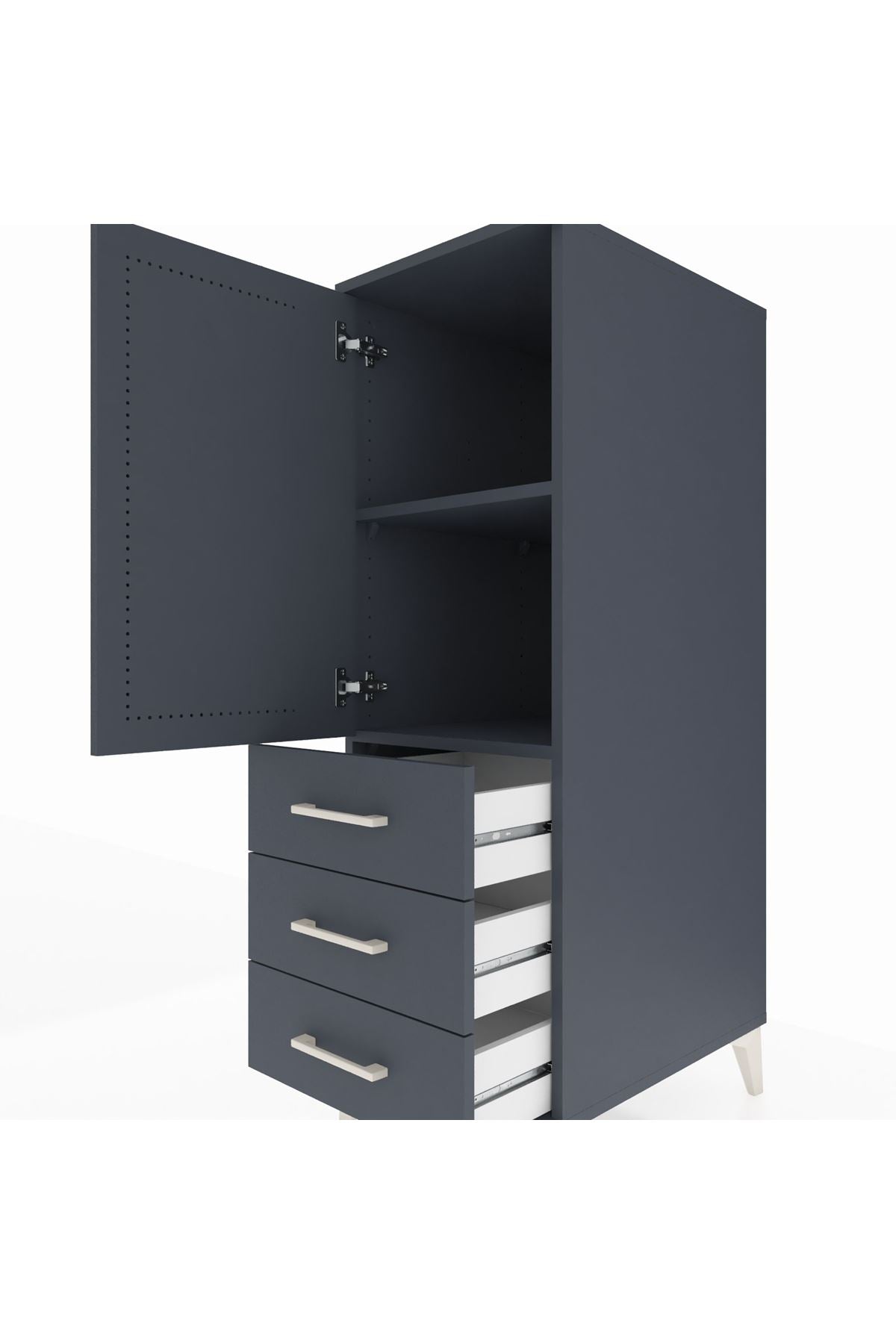 Kronos Dolap 2 Raflı 3 Çekmeceli Tek Kapaklı 44x59x134 - S82M100V5C