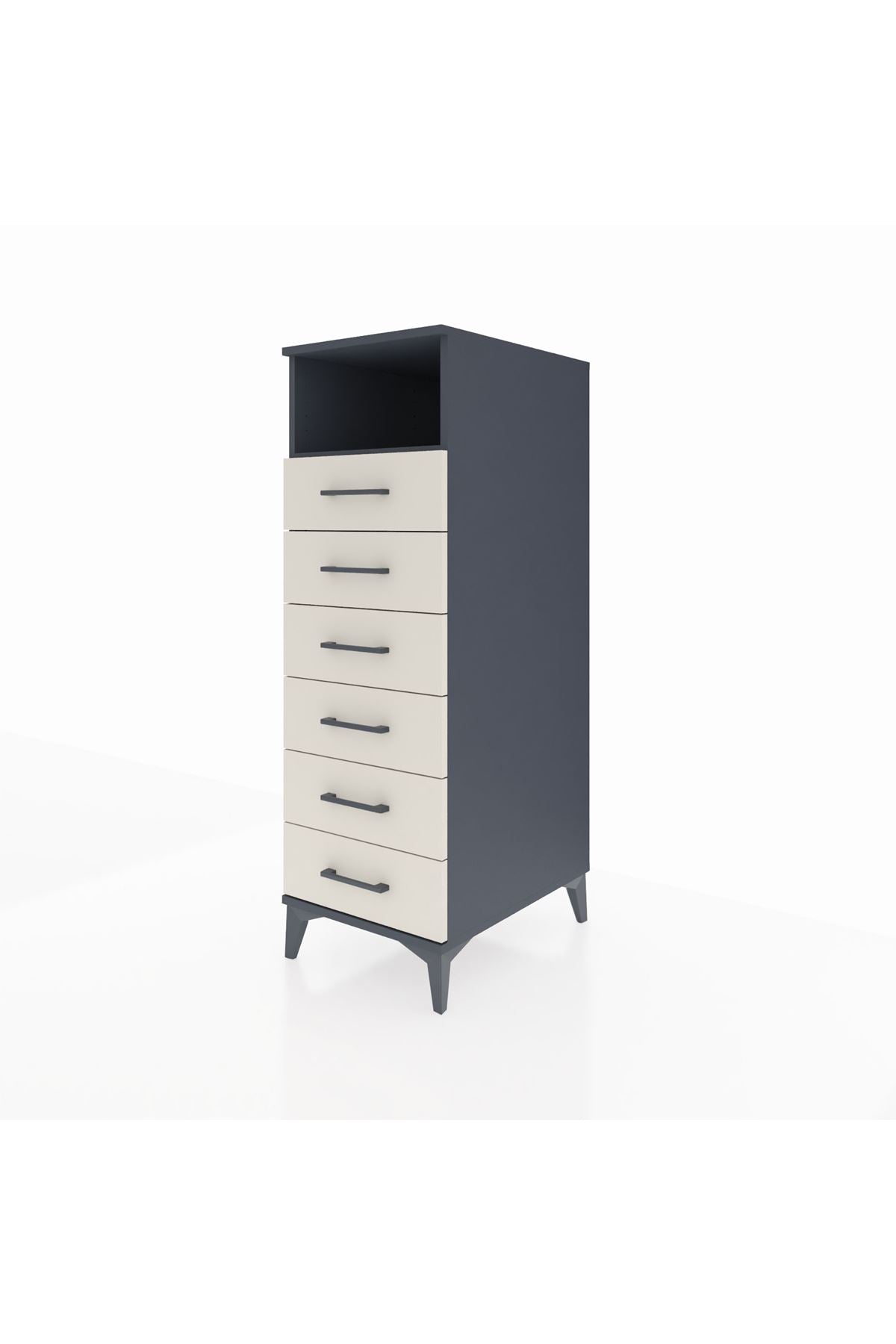Kronos Dolap Tek Raflı 6 Çekmeceli 44x59x134 - S82M129V4C