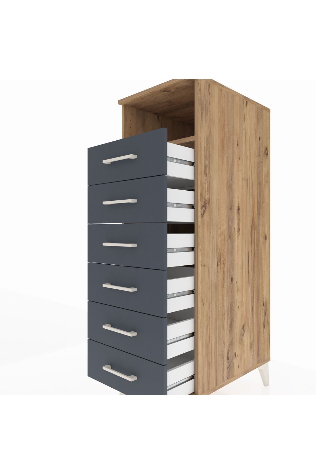 Kronos Dolap Tek Raflı 6 Çekmeceli 44x59x134 - S82M129V8C